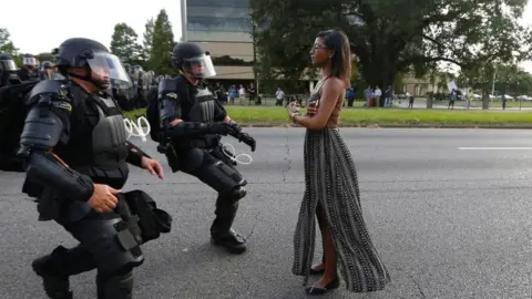 Reuters Ieshia Evans protesting during demonstration in Baton Rouge in 2016