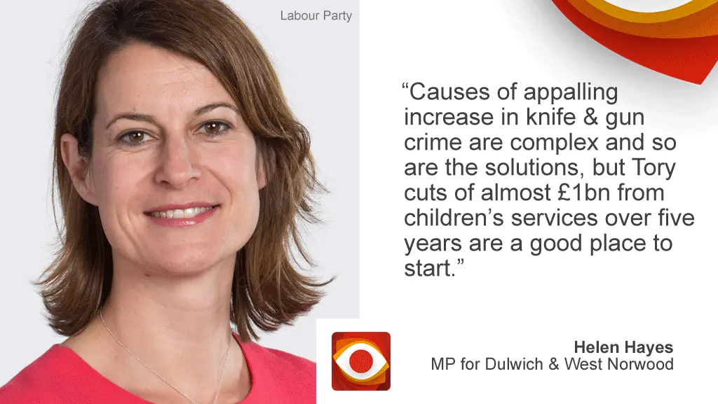 BBC "Cause of appalling increases in knife & gun crime and complex and so are the solutions, but Tory cuts of almost £1bn from children's services over five years are a good place to start."