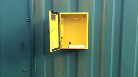 Carrick Rangers / Facebook Empty Defib box