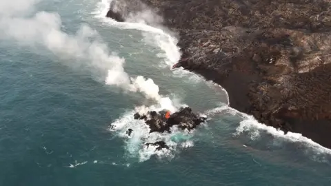 USGS A small island created from lava from Kilauea volcano