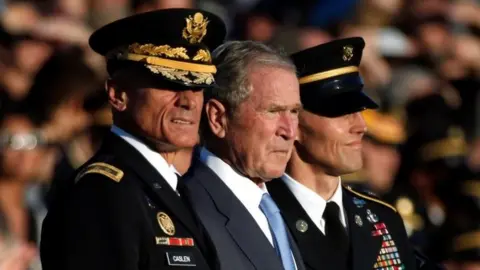 Reuters President George W Bush in honoured with the Sylvanus Thayer Award at the US Military Academy in West Point, New York.