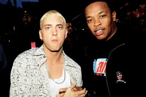 Getty Images Eminem and Dr Dre at the 1999 MTV awards