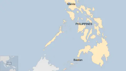 Map of Philippines showing Basilan and Manila