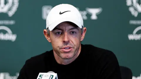 Rory McIlroy speaks to reporters before the Memorial Tournament