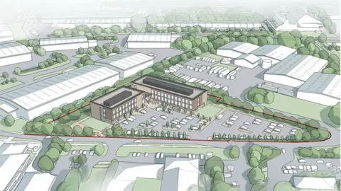 North Northamptonshire Council An artist's impression of the community diagnostic centre on Park Farm Industrial Estate off Booth Drive.