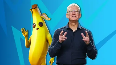 Epic Games/EPA Fortnite's Peeley and Tim Cook