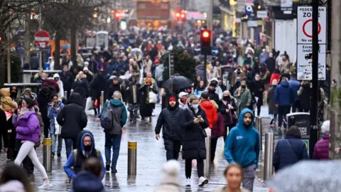 A crowd of people in Glasgow city centre