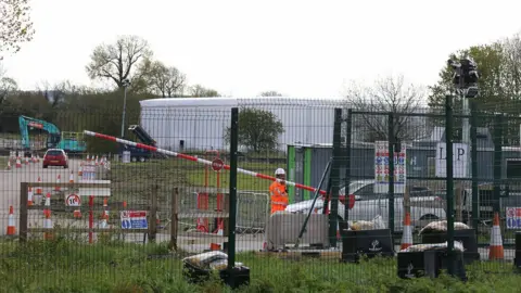 South Beds News Agency Security gates around the site