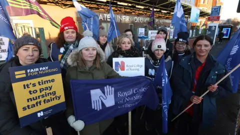 BBC Nurses striking in Northern Ireland