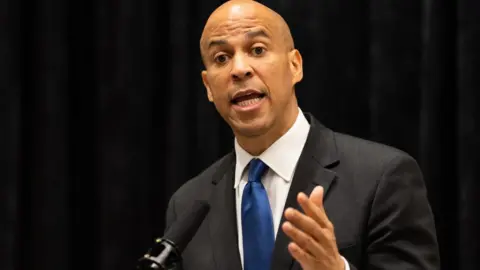Getty Images Cory Booker speaking at a conference earlier this year