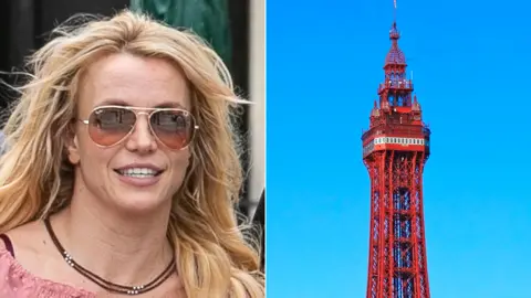 Getty Images Britney Spears and Blackpool Tower