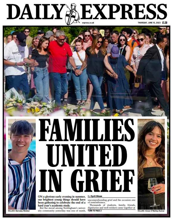 Front page of the Daily Express