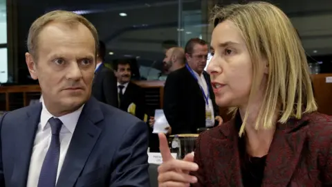 Getty Images The EU's Donald Tusk and Federica Mogherini, 2015 file pic