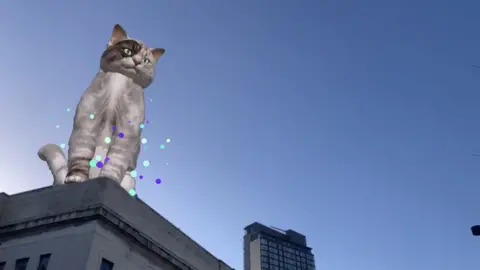 Cat artwork on Sheffield Central Library