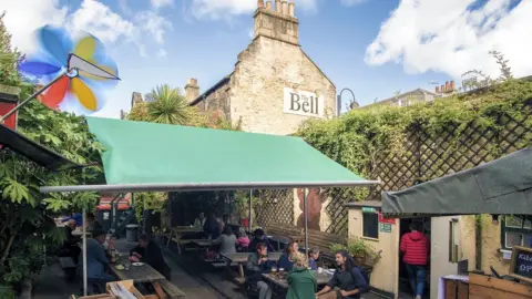 TONY MCATEER Image of the beer garden at The Bell Inn in Bath