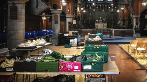 Ifan and Mary Turner Food bank in a church