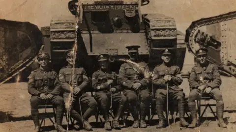 Keith Fruin Arthur Fish (far left) with the Royal Tanks Corps. He returned from the war but his career at Cardiff City was over