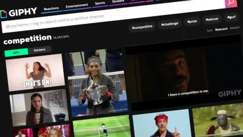 Giphy A screencapture shows the Giphy web interface with a search for "competition"
