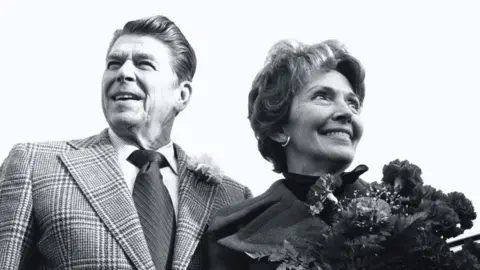 Getty Images Ronald Reagan and his wife Nancy on the campaign trail in Florida in 1976