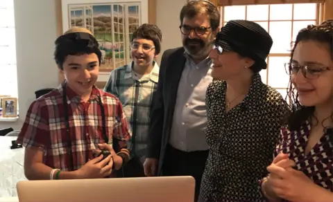 Rachel Lopatin Gideon celebrating his bar mitzvah