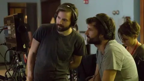 Netflix The Duffer brothers working on set