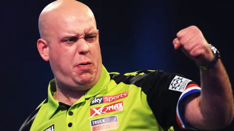 Michael van Gerwen on the opening night at Alexandra Palace