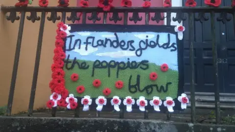 Elizabeth Fitzpatrick//PA Elizabeth Fitzpatrick, of knitted decorations for Armistice Day in Haverfordwest, Pembrokeshire