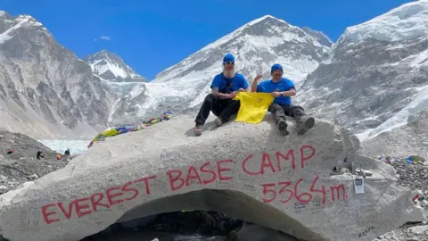 Ian Taylor Ian and Mark on the base camp of Mount Everest