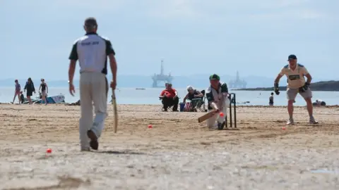 Cricket match at Elie beach