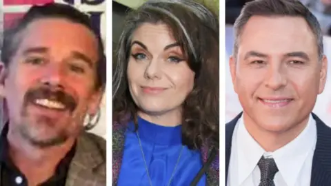 Getty Images Ethan Hawke, Caitlin Moran and David Walliams