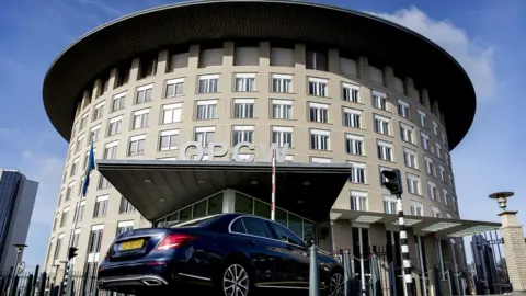 EPA An exterior view of the headquarters of the Organisation for the Prohibition of Chemical Weapons (OPCW) in The Hague