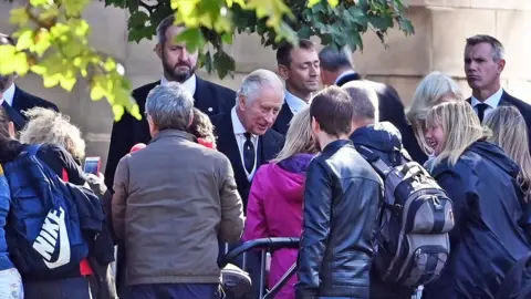 Getty Images King Charles greets members of the public in Edinburgh