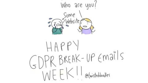 @TwistedDoodles A panel from a webcomic celebrating 'GDPR Break Up Emails Week'
