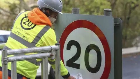 Scottish Borders Council Sign going up