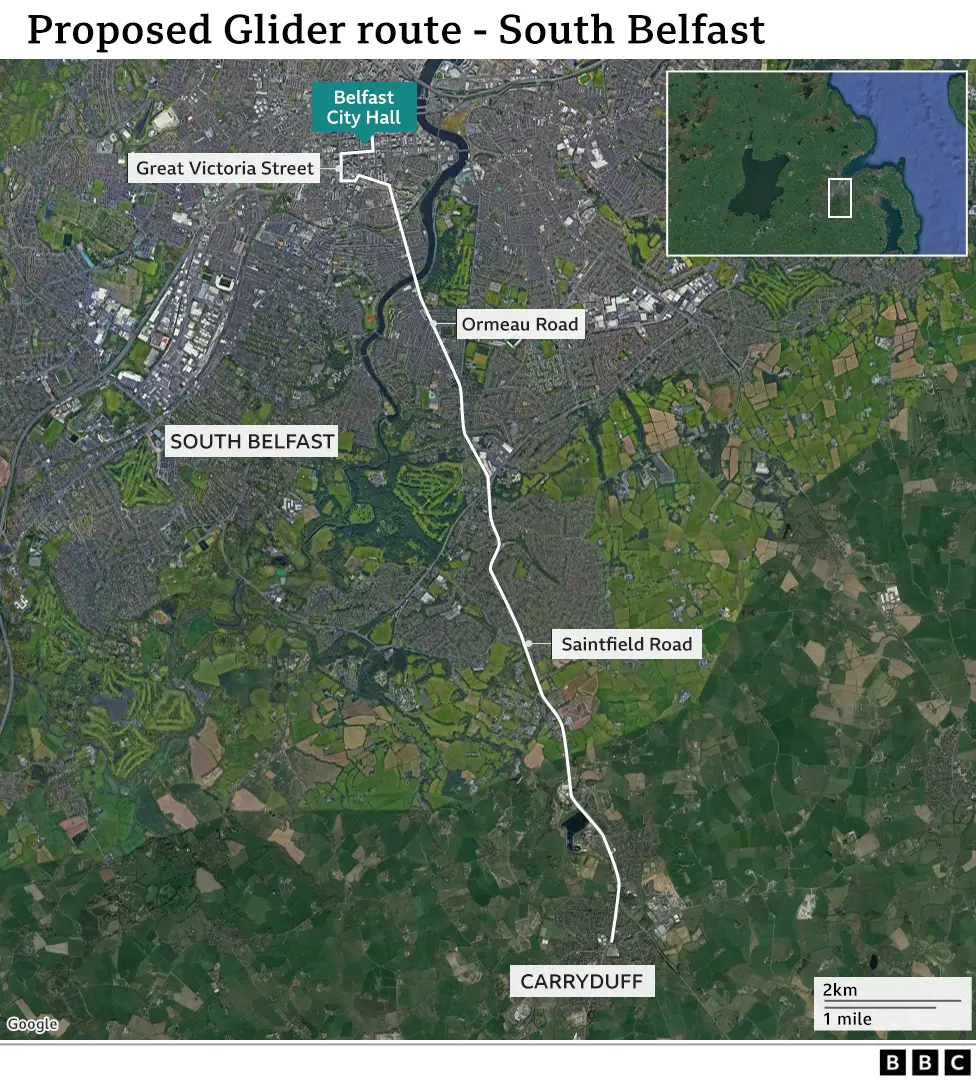 Proposed glider route south belfast