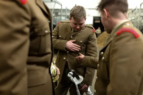 Getty Images Before the midnight rehearsal, members of the Household Cavalry Mounted Regiment prepared at Hyde Park Barracks