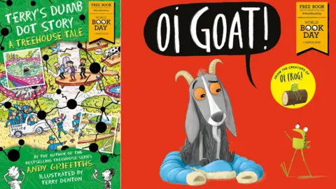 Macmillan/Hodder  Jackets for • Terry's Dumb Dot Story: A Treehouse Tale and Oi Goat!