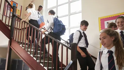 Getty Images school pupils on stairs