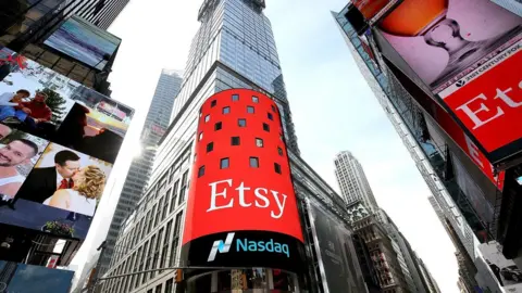 Getty Images Etsy at the Nasdaq exchange
