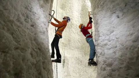 Jeff Holmes Photography GB ice climbing team members at Ice Factor Kinlochleven