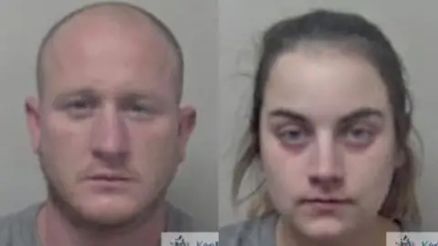 Kent Police Jack Benham (left) and Sian Hedges (right) in police custody