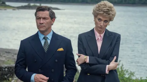 Netflix Dominic West and Elizabeth Debicki in The Crown