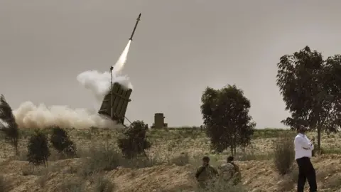 AFP/Getty Israel launches Iron Dome interceptor missiles