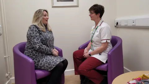 Macmillan Rebecca Quick, Left, and Samantha Bostock, Right, from Macmillan Radiotherapy Late Effects Lead Radiographer at Gloucestershire Oncology Centre.