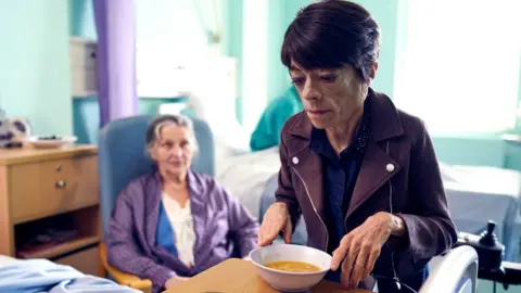 Liz with Paddy Glynn who plays her mother in Silent Witness