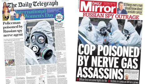 Daily Telegraph, Daily Mirror front pages for 08/03/18