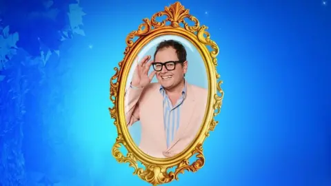 Royal and Derngate Picture of Alan Carr inside an oval mirror shape on a blue background