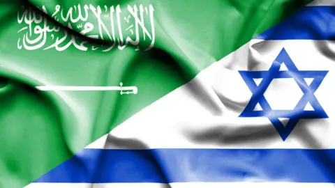Getty Images Saudi and Israeli flags