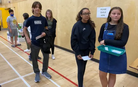 Richard Knights/BBC Covid testing at Passmores Academy, Harlow, on the first day of term September 2021