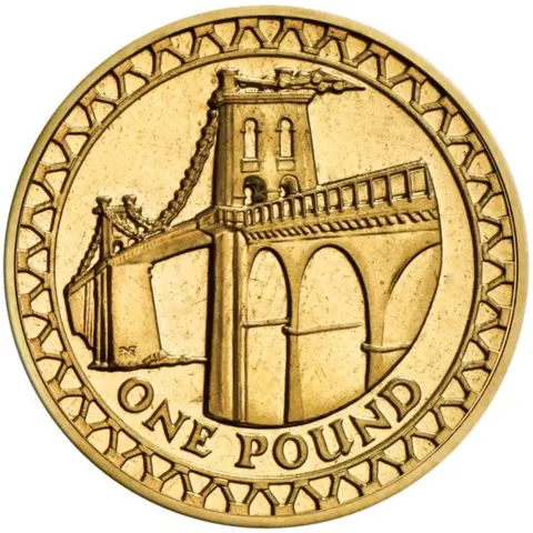 The Royal Mint £1 coin featuring Menai Bridge